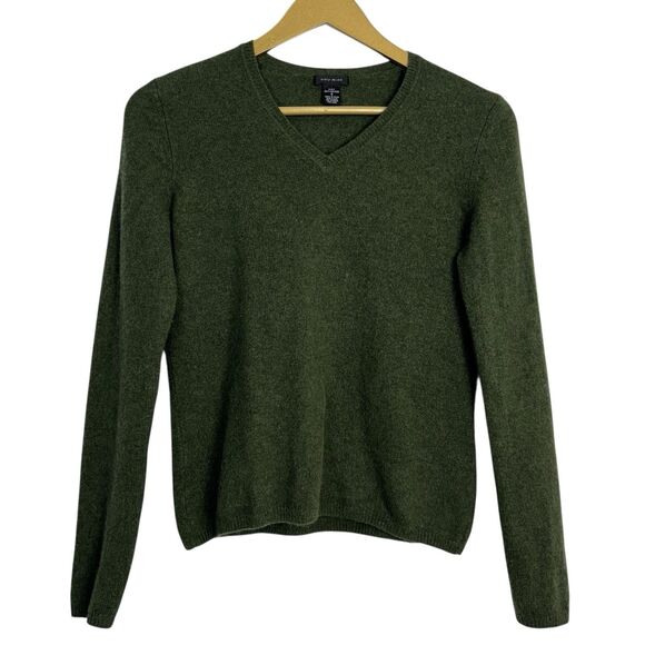 Only Mine Womens Cashmere Sweater Size S Dark Green Pullover 2 Ply Quiet Luxury - Picture 1 of 4